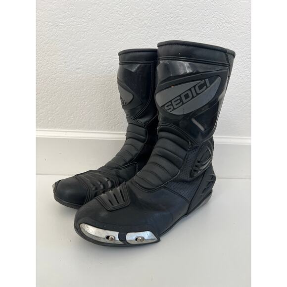 Sidici Black Waterproof Motorcycle Biker High Riding Boots Mens Size 12 - Picture 1 of 13